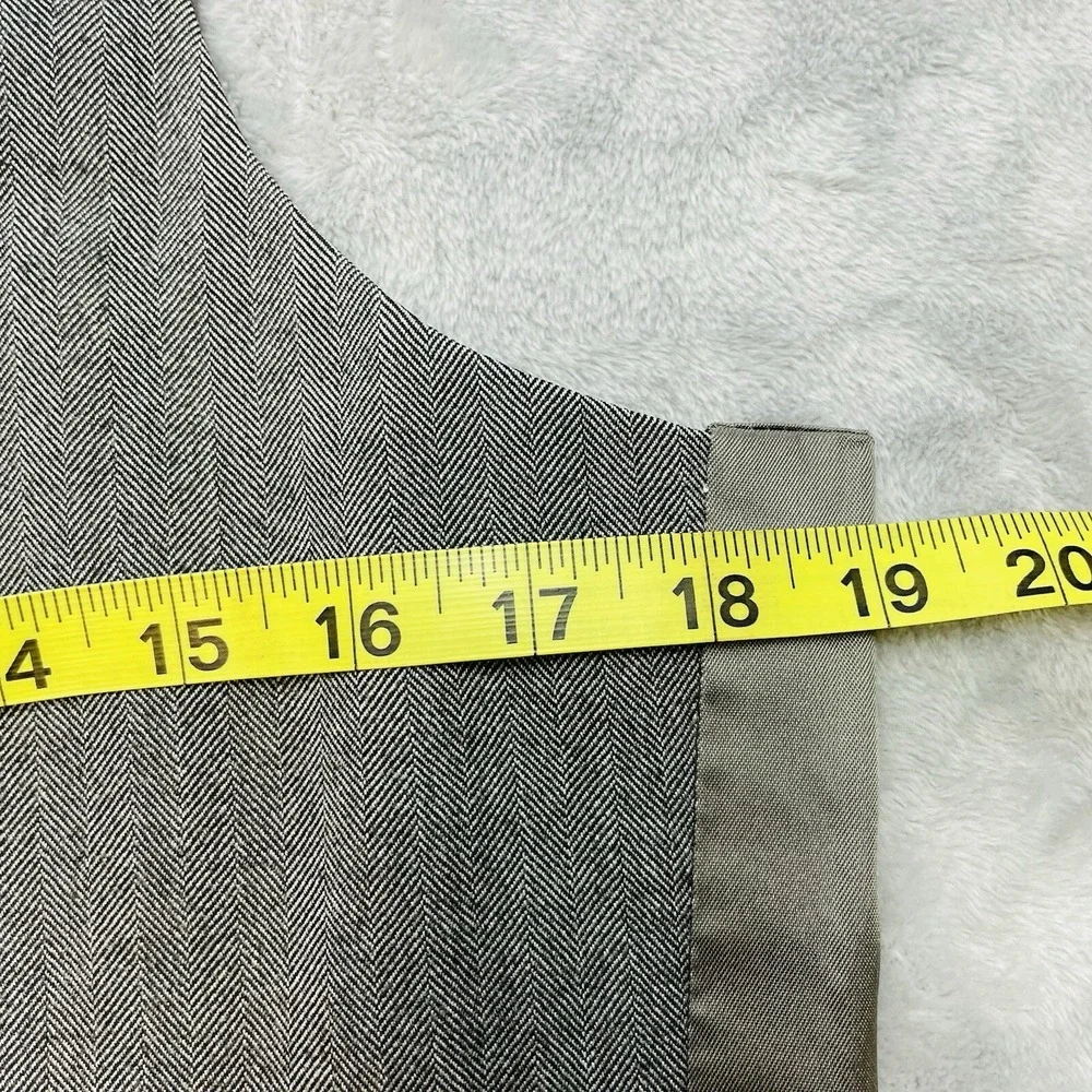 Mens Classic‎ Formal Waistcoat Vest Size M Gray Herringbone Wool Button Up